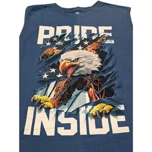 Mens Patriotic Sleeveless American Eagle Shirt Blue Pride‎ Inside Size 3XL
